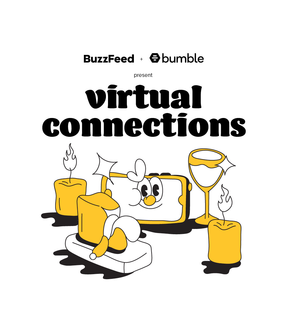 Example of Advertising Art Direction for Online Dating Campaign for Bumble Virtual Connections Wine Cheese and Phone